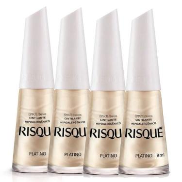 Imagem de Kit 4 Esmalte Risqué Cintilante Platino com 8ml