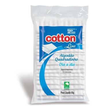 Imagem de Algodão Quadradinho Cotton Line 95g - Ideal para Remoção de Maquiagem 