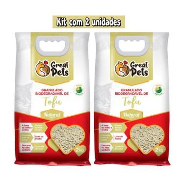 Imagem de Kit 2 Areia Biodegradavel Gatos Tofu Natural Great Pets 2kg