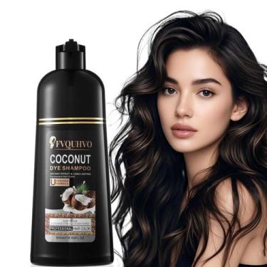 Imagem de Shampoo de tintura de cabelo marrom Fvquhvo, shampoo de coloração de c