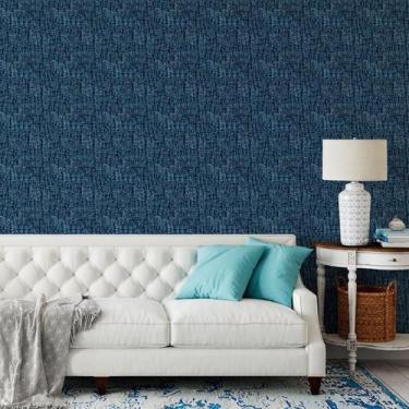 Imagem de Papel de parede autoadesivo linho azul 45x500 - FU XING