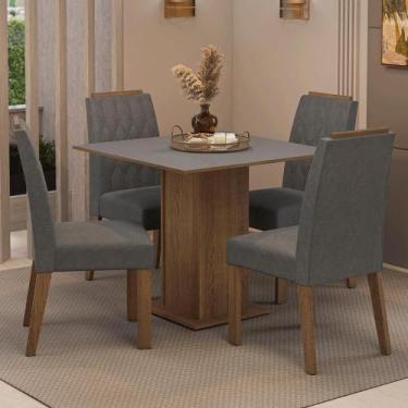 Imagem de Conjunto Sala De Jantar Tampo De Madeira 4 Cadeiras Rustic/cinza/silve