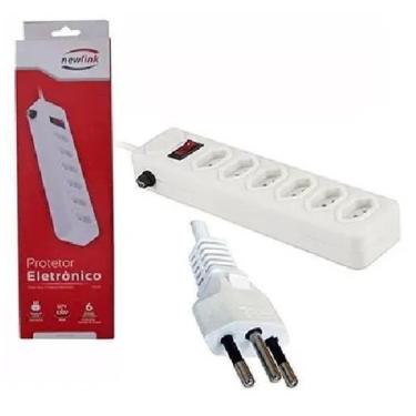 Imagem de Filtro De Linha protetor Branco 1m Com 6 Tomadas Tripolar