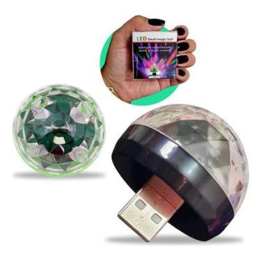 Imagem de Mini Globo De Festa Luz Led Rgb Celular Carro Usb Discoteca