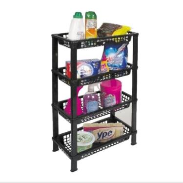 Imagem de Prateleira Estante Modular Organizadora Armazenagem de Livros Fruteira Multiuso Montável Plastica(Preto)