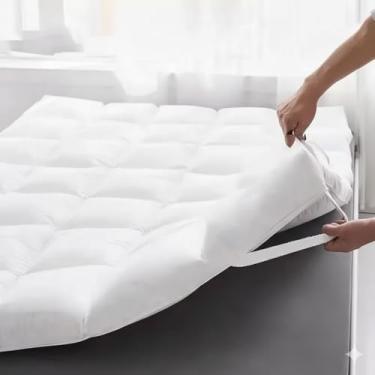 Imagem de Protetor de Colchão Pillow Top King Size 400 Fios – Para Cama de Casal, Com Elástico, Lavável e Ultra Confortável