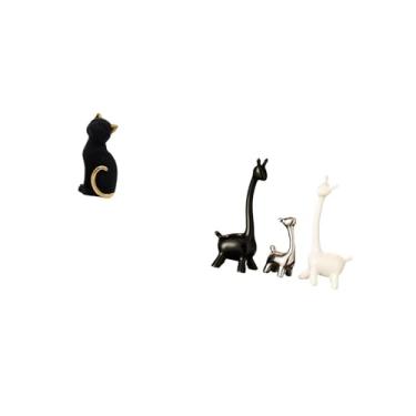 Imagem de Fenteer Estátua de Gato Girafa, Resina, Cerâmica, Estatueta Decorativa, Ornamento Colecionável, Escultura Animal, Peça Central Criativa Moderna para Entrada,