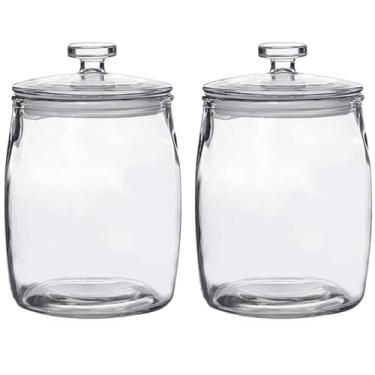 Imagem de Ritayedet Conjunto de 2 frascos de vidro com tampa, potes de biscoito de boca larga, boticário para doces, recipientes de vidro para armazenamento de cozinha e organização de lavanderia