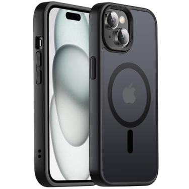Imagem de Yzoiko Capa magnética forte para iPhone 15 Plus e capa para iPhone 14 Plus [teste de queda de 3,5 m e compatível com MagSafe] Capa protetora antiimpacto anti-impressão digital 6,7 polegadas preta