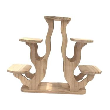 Imagem de KiBcsLic Suporte de mesa para plantas, mini prateleira de madeira para exposição, suporte para bonecos de ação, obras de arte, vasos de flores, mesa de entrada
