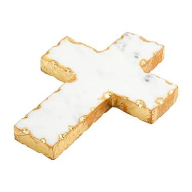 Imagem de Cruz de mármore com borda dourada e lama