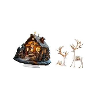 Imagem de Vaveren Elegante Enfeite de Rena de Acrílico, Decoração de Mesa Autônoma com Base para Festa em Casa, Estante de Livros, Festival, Quarto, Escultura Colecioná