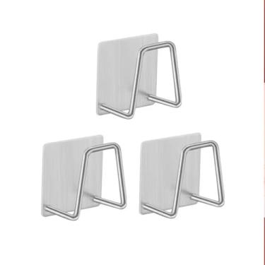 Imagem de Suporte de Pia em Aço Inox, Kit com 3 Peças, Porta Esponja e Bucha, Adesivo de Alta Fixação, Resistente à Umidade e Corrosão, Design Moderno para Cozinha e Banheiro