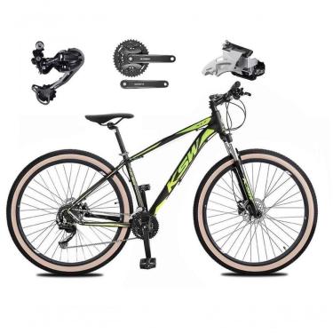 Imagem de Bicicleta Aro 29 Ksw Xlt Deore E Altus 27v Freio Hidráulico Garfo Trava Pneu Faixa Bege - Preto-verde Tam.15