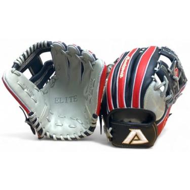 Imagem de Akadema Prosoft Elite Series Luvas de beisebol Infielders, preto/arenito, vermelho, mão direita