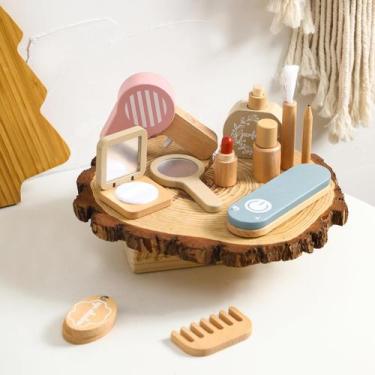 Imagem de Conjunto de brinquedos de maquiagem Ikubigu Natural Wooden para menina
