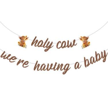 Imagem de Chá de bebê Banner Cheereveal Highland Cow Holy Cow