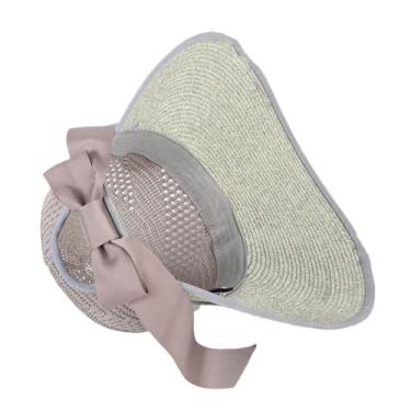 Imagem de Acessórios femininos de verão para praia, aba larga, proteção UV, chapéu de sol feminino panamá flexível chapéu de sol cinza 56-58 cm