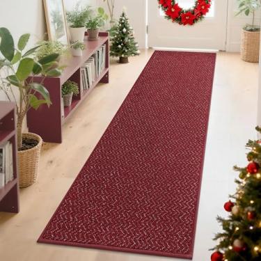 Imagem de COSY HOMEER Tapete de corredor de corredor 2'7"x10' antiderrapante lavável tapete de entrada tapete absorvente resistente a manchas tapete corredor para corredores, entrada e lavanderia, vermelho