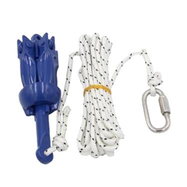 Imagem de KiBcsLic Âncora dobrável para canoa/caiaque com corda de 5 metros (16,4 pés), feita de alumínio, multiuso, para pequenas embarcações. Acessório leve e