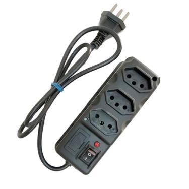 Imagem de Filtro de Linha Protetor com 3 Tomadas Tripolares, Bivolt, Cabo 1m, Botão Liga/Desliga com LED, Proteção Contra Surtos 4500A, 900W, Preto