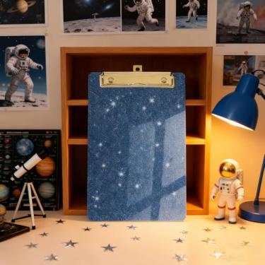 Imagem de Prancheta de glitter para sala de aula, placa de clipe de acrílico holográfico com clipe de metal dourado, suporte tamanho carta A4