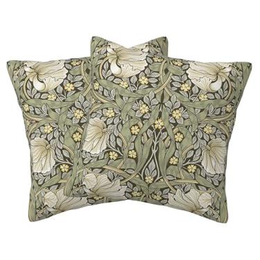 Imagem de Beanstack Capas de almofada florais vintage verde sálvia William Morris flores botânicas arte decorativa fronhas decoração ao ar livre casa de fazenda capa de almofada de linho para sofá 18x18