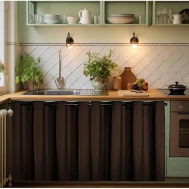 Imagem de Cortina de PVC para Pia de Cozinha Impermeável Proteção Contra Água e Gordura 1,40x0,80 e 2,80x1,40 (Tabaco, 2,80 m x 0,80 m)