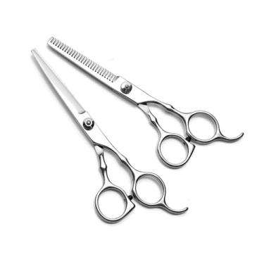 Imagem de Kit Profissional de Tesouras para Cabelo, Aço Inoxidável Furta-Cor, 7 Polegadas, com Navalha, Pentes, Escova e Estojo, 8 Peças