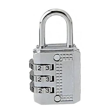 Imagem de Cadeado Com Senha Numérica 3 Dígitos PRETO e PRATA Para Mala Mochila Armário Notebook Viagem Academia Antifurto Portátil Seguro e Resistente Sem Chave, Fácil De Usar PREMIUM (PRATA)