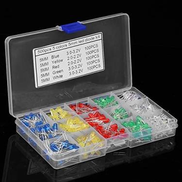 Imagem de 500pcs 5mm LED Blue Amarelo Amarelo Vermelho Verde Branco Diodos de Diodos de Diodos, Menor Consumo de Energia, Vida útil Mais Longa, Robustez Física Aprimorada, Tamanho Menor e