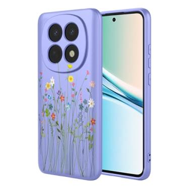 Imagem de HTXWXJC Capa de telefone para Redmi Note 15, à prova de choque, flexível, amortecedor, capas macias de TPU com estampa de flores, capa de telefone para Xiaomi Redmi Note 15 5G, flor roxa
