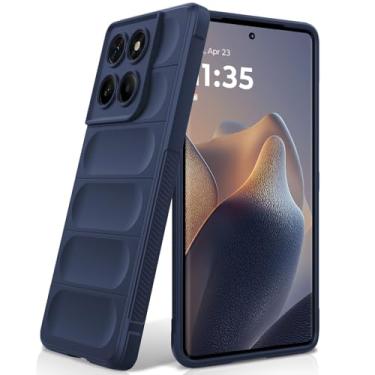 Imagem de BonYonka Capa para Motorola Moto Edge 60 Fusion, capa de silicone resistente a choques e arranhões, forro de microfibra suave, capa integral com proteção para câmara, azul