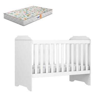 Imagem de Berço Americano Mini Cama Mel Branco Brilho Com Colchão Gazin - Carolina