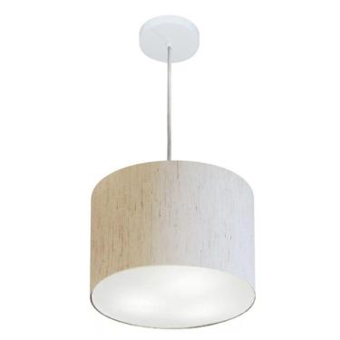 Imagem de Lustre Pendente Cilíndrico Md-4210 Cúpula Em Tecido 30x25cm Linho Bege - Bivolt