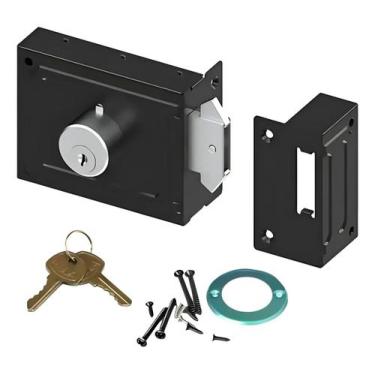 Imagem de Fechadura hela Para Portão de Correr 2026 Sobrepor Preta Com Duas Chav