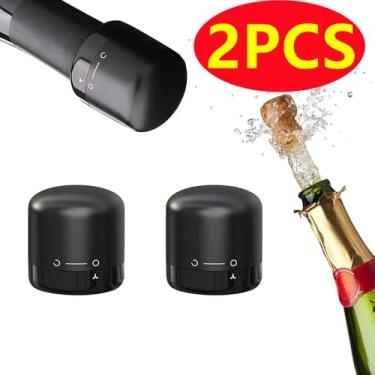 Imagem de Tampão de Garrafa à Prova Vazamento com Vedação em ABS Cortiça Vinho Armazenamento Eficiente Design Trava Rotativa Ranura para Dedo Considerada Compacto Amplia Aplicação Silicone Grau Alimentar 2UN