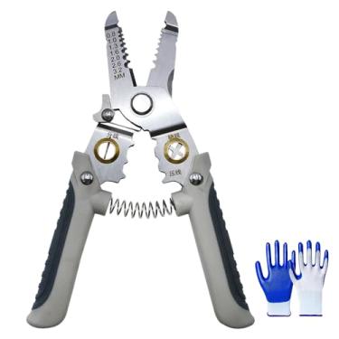 Imagem de HuanQiuSensmart Descascador de fios manual, alicate de crimpagem de fio com recorte de 20 cm (8 AWG - 22 AWG), cortador de fios, descascador de fios multifuncional, ferramenta decapadora de fios