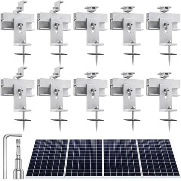 Imagem de Kit de suportes de montagem de painel solar, 10 peças, kit de montagem de teto solar para 1 a 4 peças, suporte de liga de alumínio para suportes de montagem de rack de teto inclinado plano