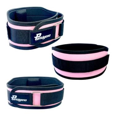 Imagem de Cinturão de Academia New Tiger Pentágono Proteção Lombar com Almofada Removível Tamanho Ajustável PP ao GG (68-107 cm) - Fecho de Contato Ultra Resistente com Faixa de Nylon e Passante Metálico (Rosa)