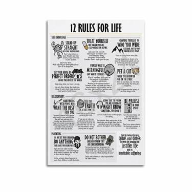 Imagem de CATOPAT Pôster de 12 regras para a vida, citações inspiradoras motivacionais, pôster de tela de arte de parede para pôsteres estéticos de sala 16 x 24 polegadas (40 x 60 cm)
