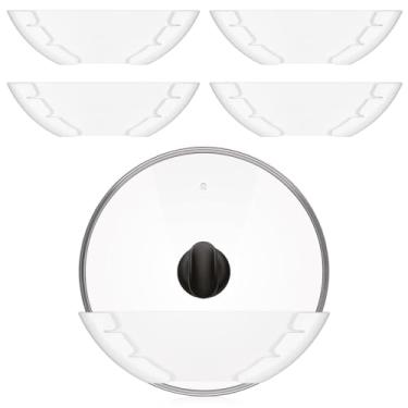 Imagem de Josojoou 5 organizadores universais de tampa de panela para armário, suportes de tampas de panela dentro da porta de armário, suporte de parede para organizadores de panelas, rack para cozinha, serve