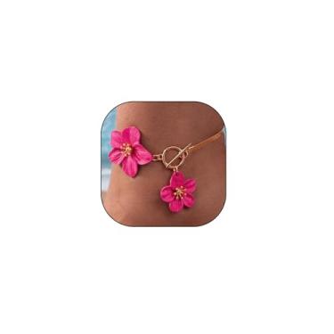 Imagem de Tornozeleiras femininas com fivela OT de flor branca boho delicada corrente de osso de cobra flores tornozeleira floral moderna fecho de botão pulseira de tornozelo acessórios de joias, Large, Liga