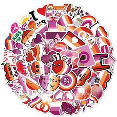 Imagem de Pacote de adesivos Lesbian Pride Anime, 50 unidades de papel de 4-8 cm
