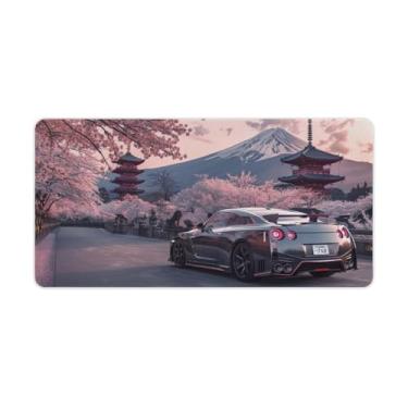 Imagem de HouLaiZhe JDM Car R35 Mount Fuji Cherry Blossoms Gaming Mouse Pads JDM Car Desk Pads Grandes Mousepads para Teclado Desktop Tapete de Computador 30 x 60 cm