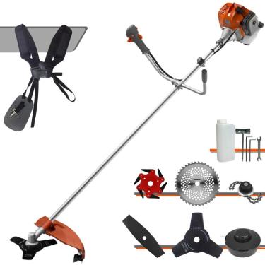 Imagem de Roçadeira Robusta Tekna RL520ACNTK À Gasolina 52cc 2HP Alta Rotação Para Todos os Tipos de Trabalho Com Carretel Nylon + Kit de 5 Lâminas de Cortes