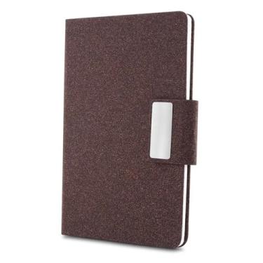 Imagem de Caderno Executivo em PU com Fibra Natural de Café, Capa Marrom, 80 Folhas, Fechamento Magnético com Placa Metálica, A5