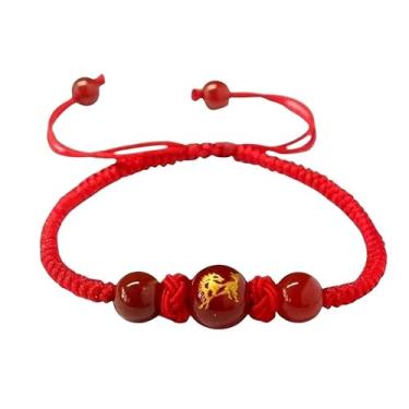 Imagem de QRH Pulseiras de Ano Novo Chinês do Cavalo Feito à Mão com Corda Vermelha Cavalo Zodíaco Cavalos Corda Trançada Pulseiras Cavalos Boa Sorte Bênção de Ano Novo Presente, Adjustable Size, Nylon, Sem