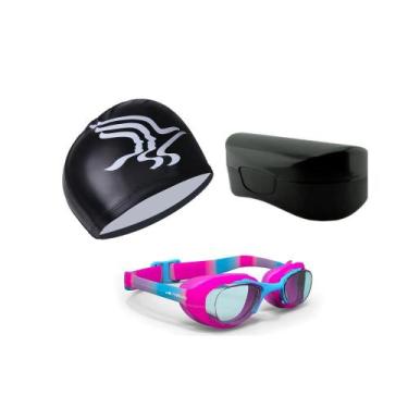 Imagem de Kit Óculos + Touca e Estojo para Natação Adulto Profissional - Hero Ba