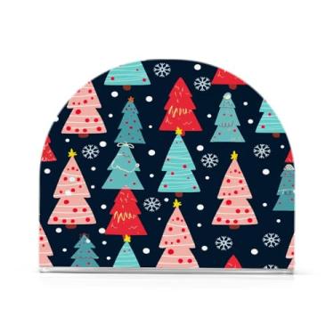 Imagem de Qilmy Bonito suporte de guardanapo de acrílico para árvore de Natal, porta-guardanapos para mesas cozinha restaurante decoração de casa, suporte decorativo moderno para guardanapos de coquetel de